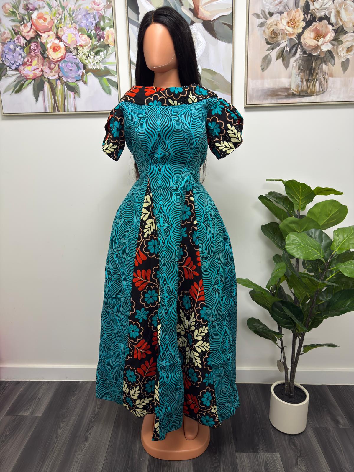 Ankara mixed print long gown